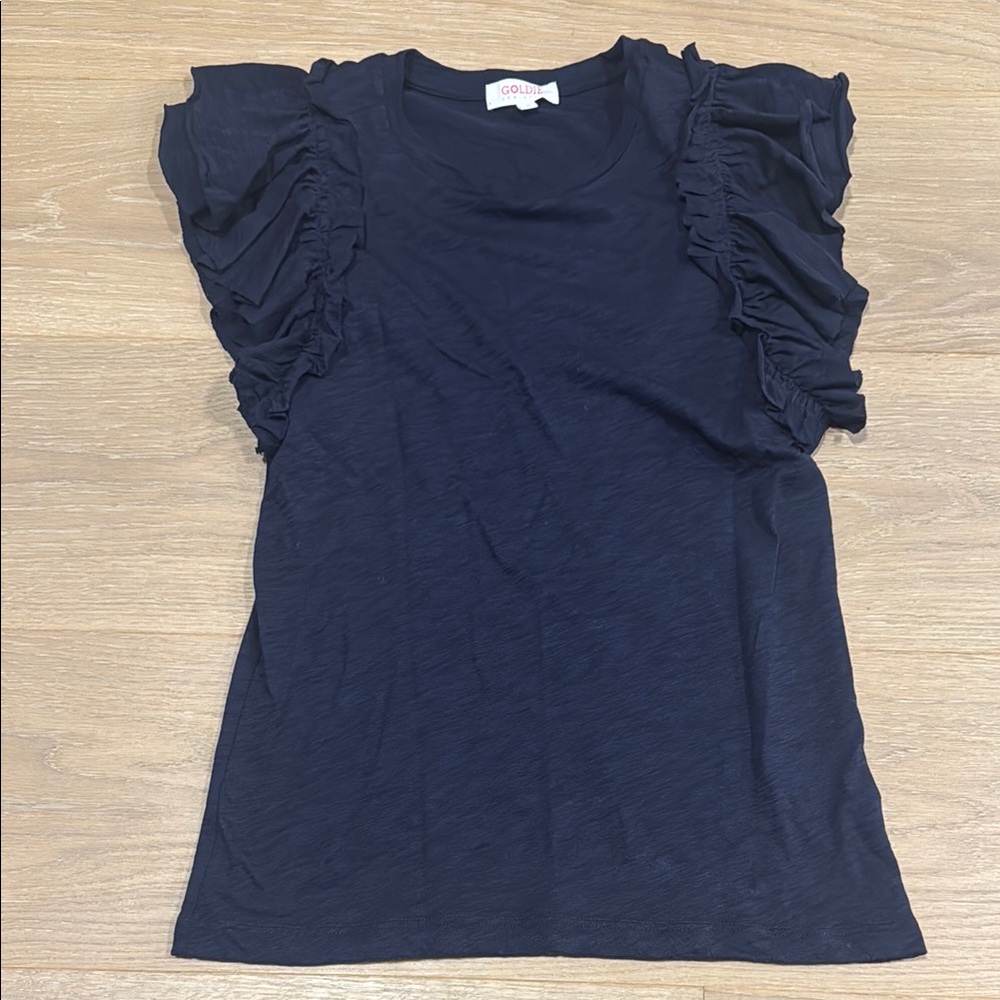 Goldie Blue Ruffled Sleeveless Tank Tee - Perfect Condition Size Small